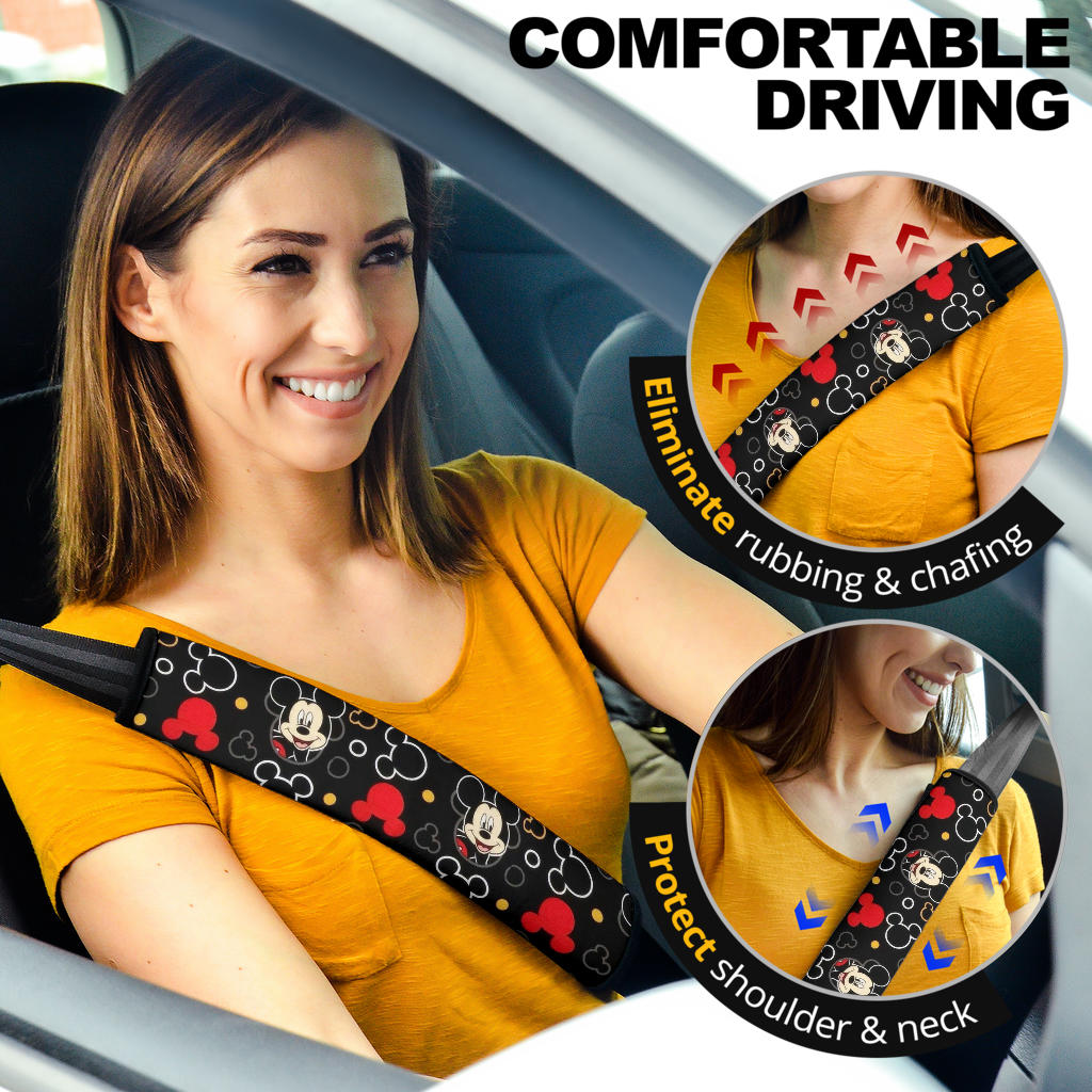 Mice Head Car Seat Belt Covers Custom Animal Skin Printed Car Interior Accessories Perfect Gift