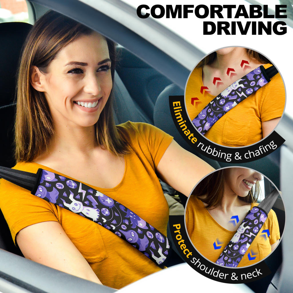 Pokemon Ghost Car Seat Belt Covers Custom Animal Skin Printed Car Interior Accessories Perfect Gift