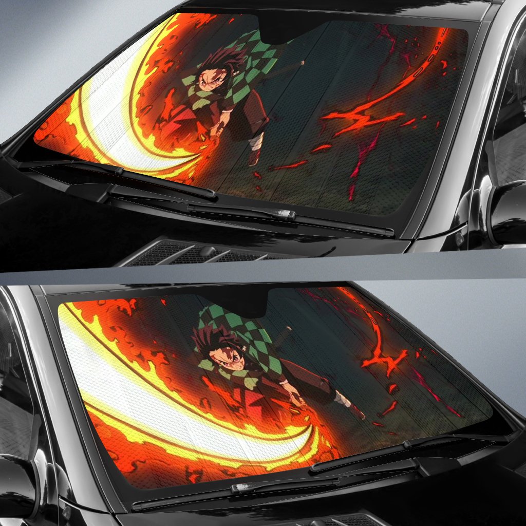 Demon Slayer Dance Of The Fire God Car Auto Sunshade Anime 2022 Amazing Best Gift Ideas 2022