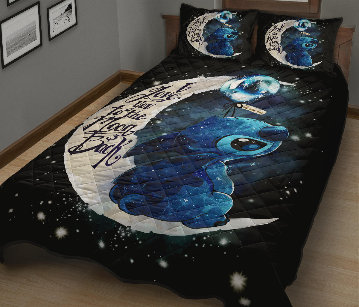 Stitch Love Moon And Back Premium Custom Quilt Bed Sets
