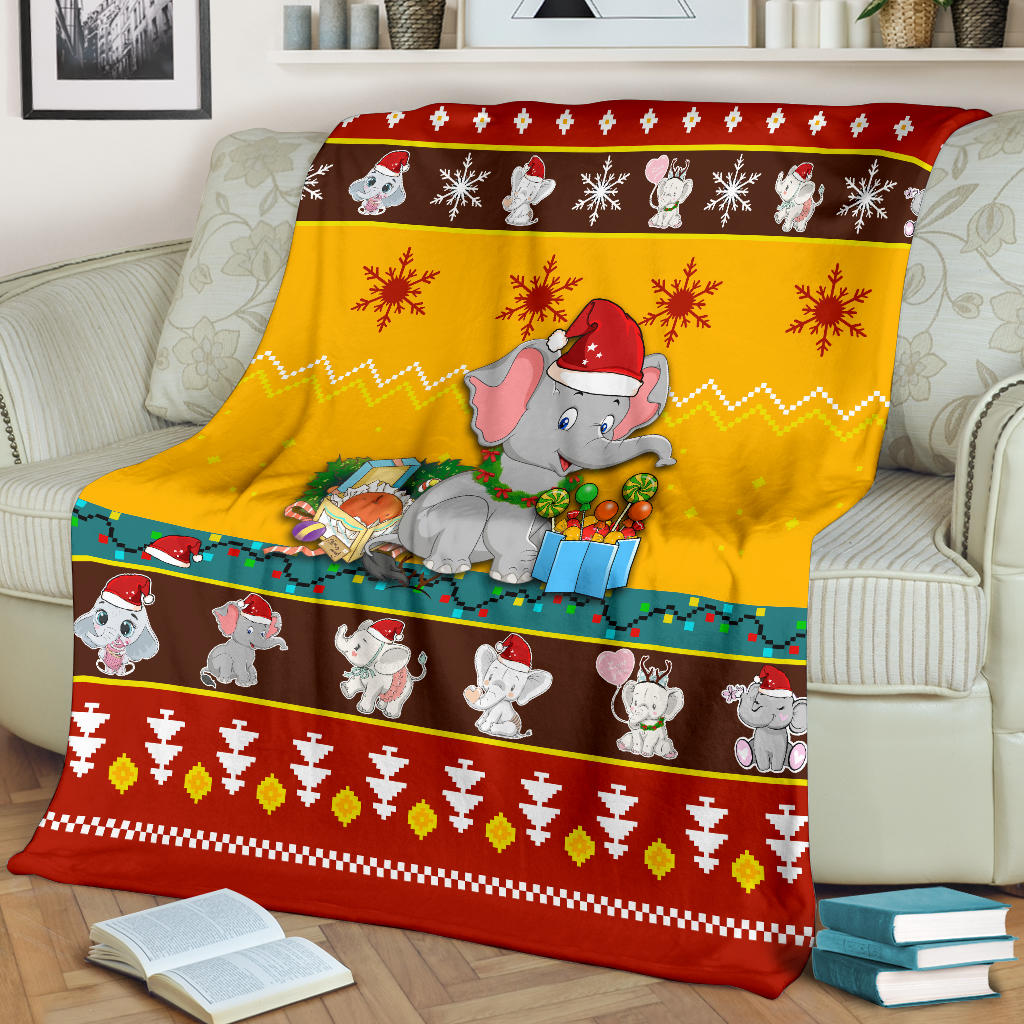 Red Yellow Elephant Christmas Blanket Amazing Gift Idea