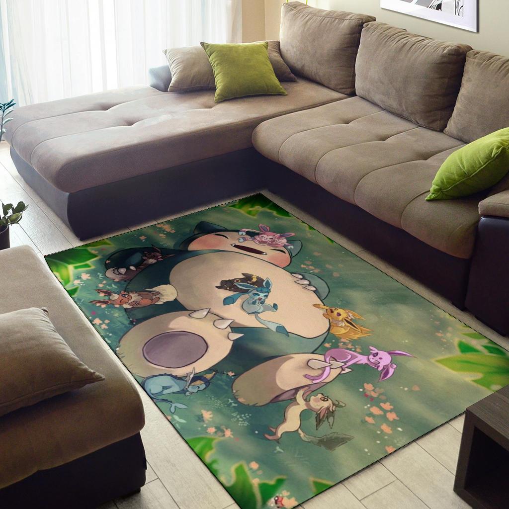 Snorlax & Eeveelutions Nap Pokemon Area Rug Carpet