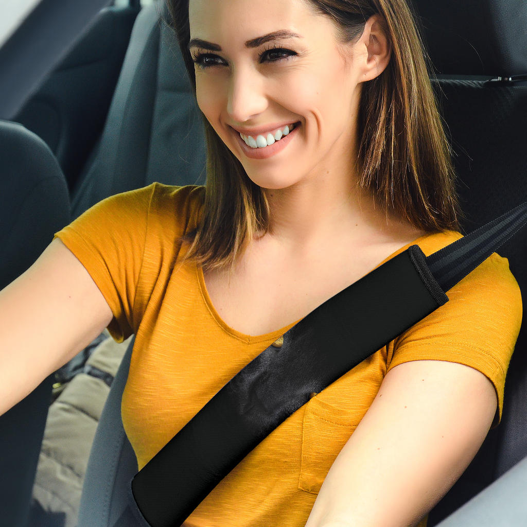 Black Cat Yellow Eye Car Seat Belt Covers Custom Animal Skin Printed Car Interior Accessories Perfect Gift