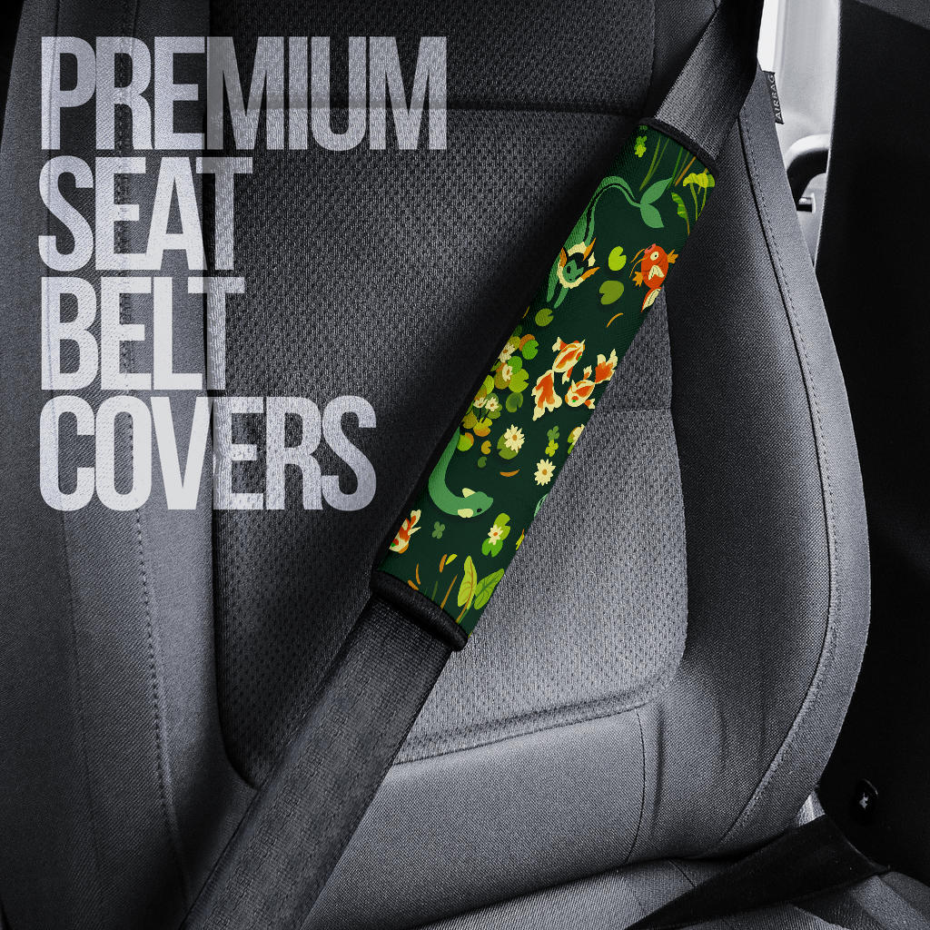 Pokemon Grass Green Car Seat Belt Covers Custom Animal Skin Printed Car Interior Accessories Perfect Gift