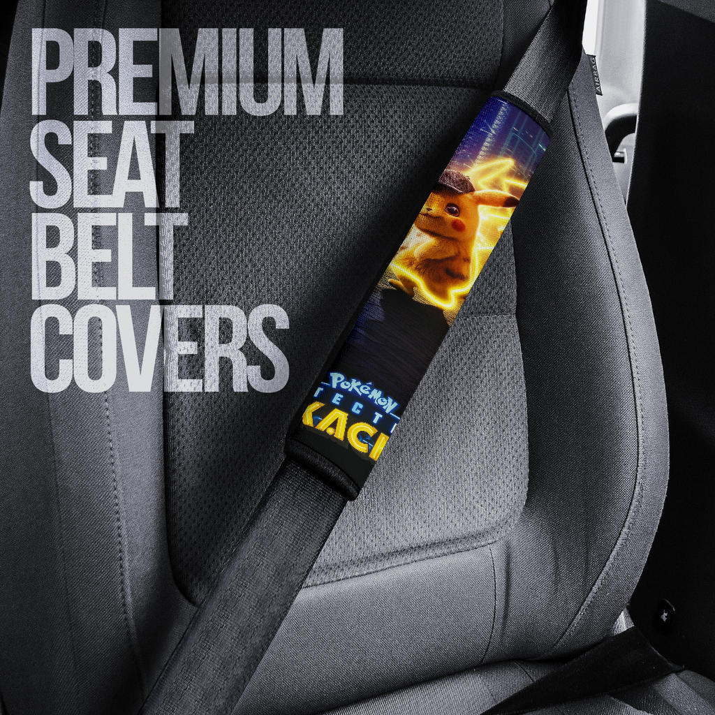 Pikachu Thunder Car Seat Belt Covers Custom Animal Skin Printed Car Interior Accessories Perfect Gift