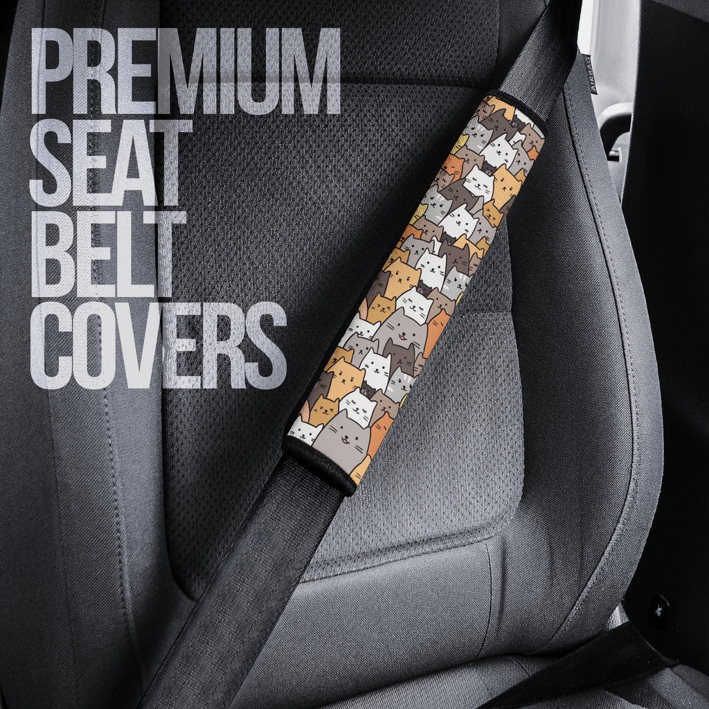 Cat Head Cute Car Seat Belt Covers Custom Animal Skin Printed Car Interior Accessories Perfect Gift