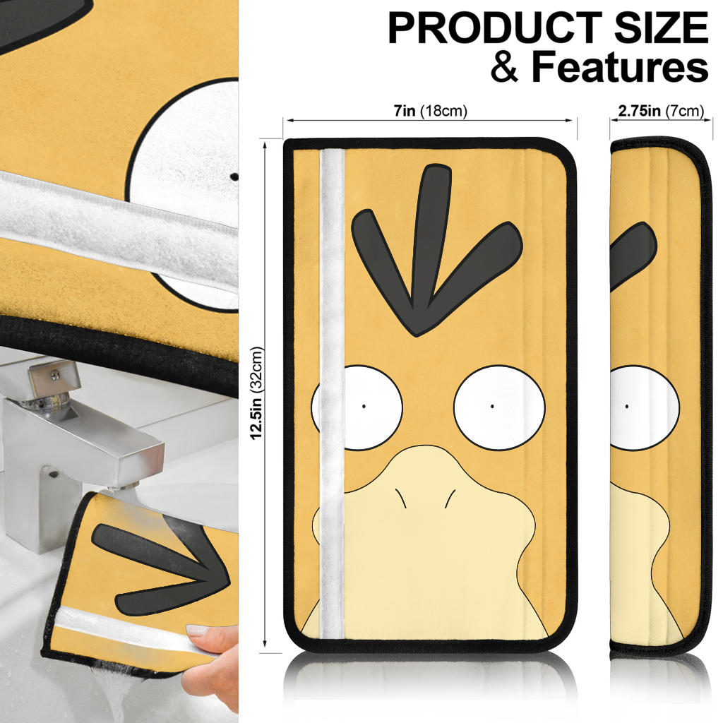 Pokemon Psyduck Car Seat Belt Covers Custom Animal Skin Printed Car Interior Accessories Perfect Gift