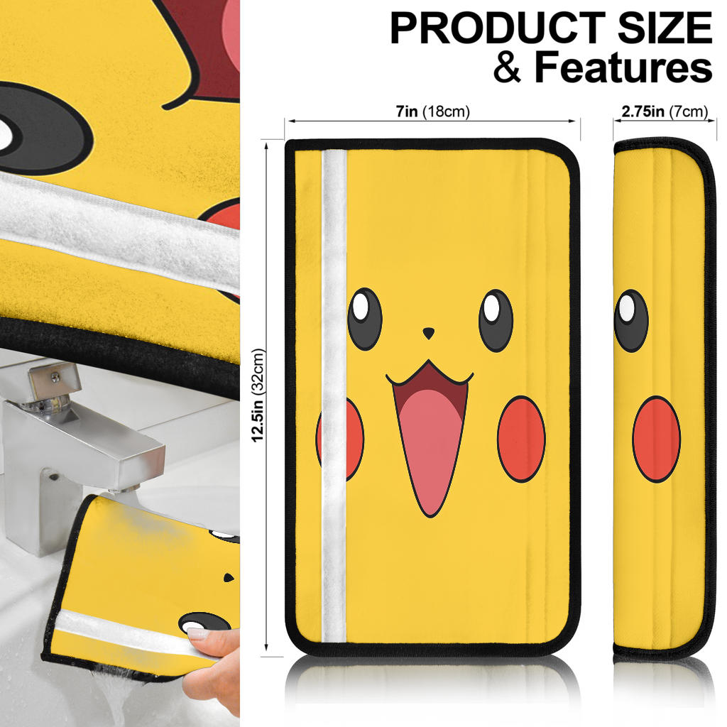 Pikachu Pokemon Car Seat Belt Covers Custom Animal Skin Printed Car Interior Accessories Perfect Gift