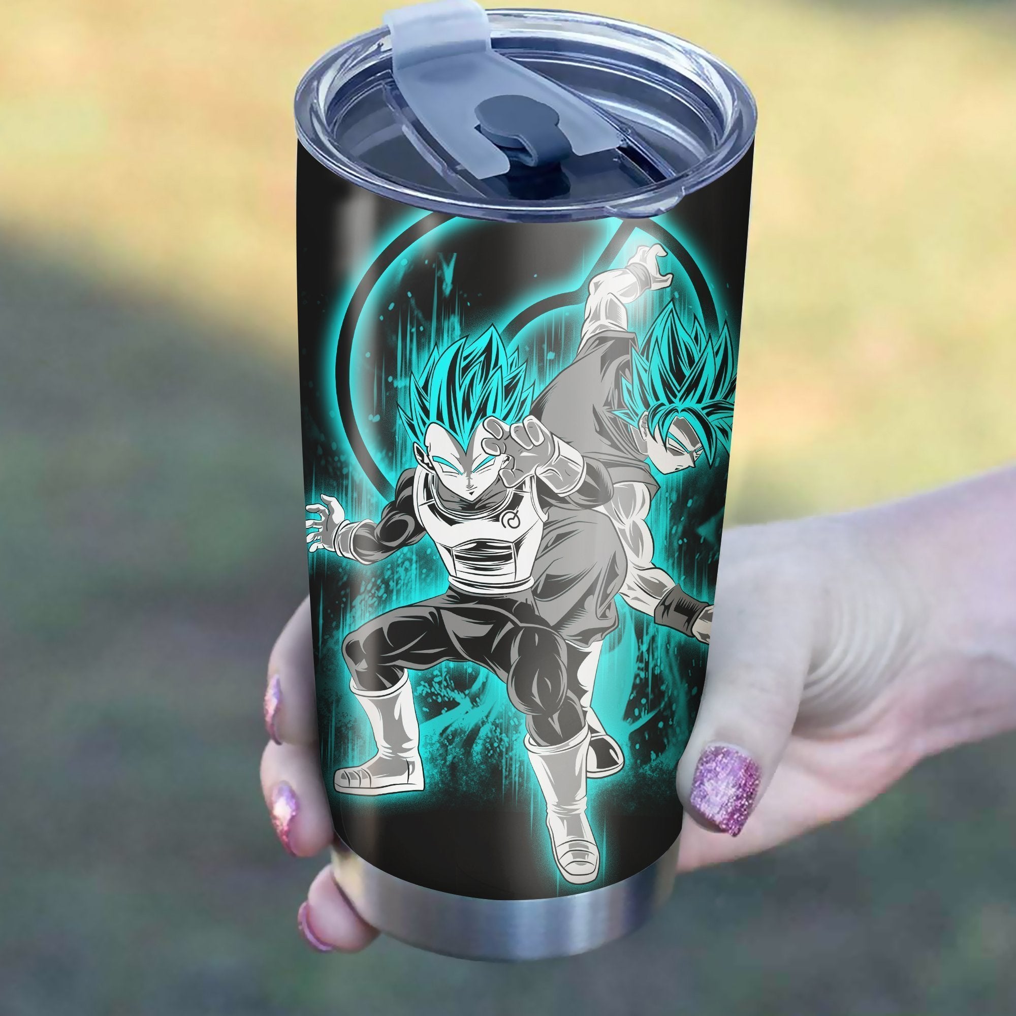 Goku Vegeta Blue Dragon Ball Super Tumbler Best Perfect Gift Idea Stainless Traveling Mugs 2021