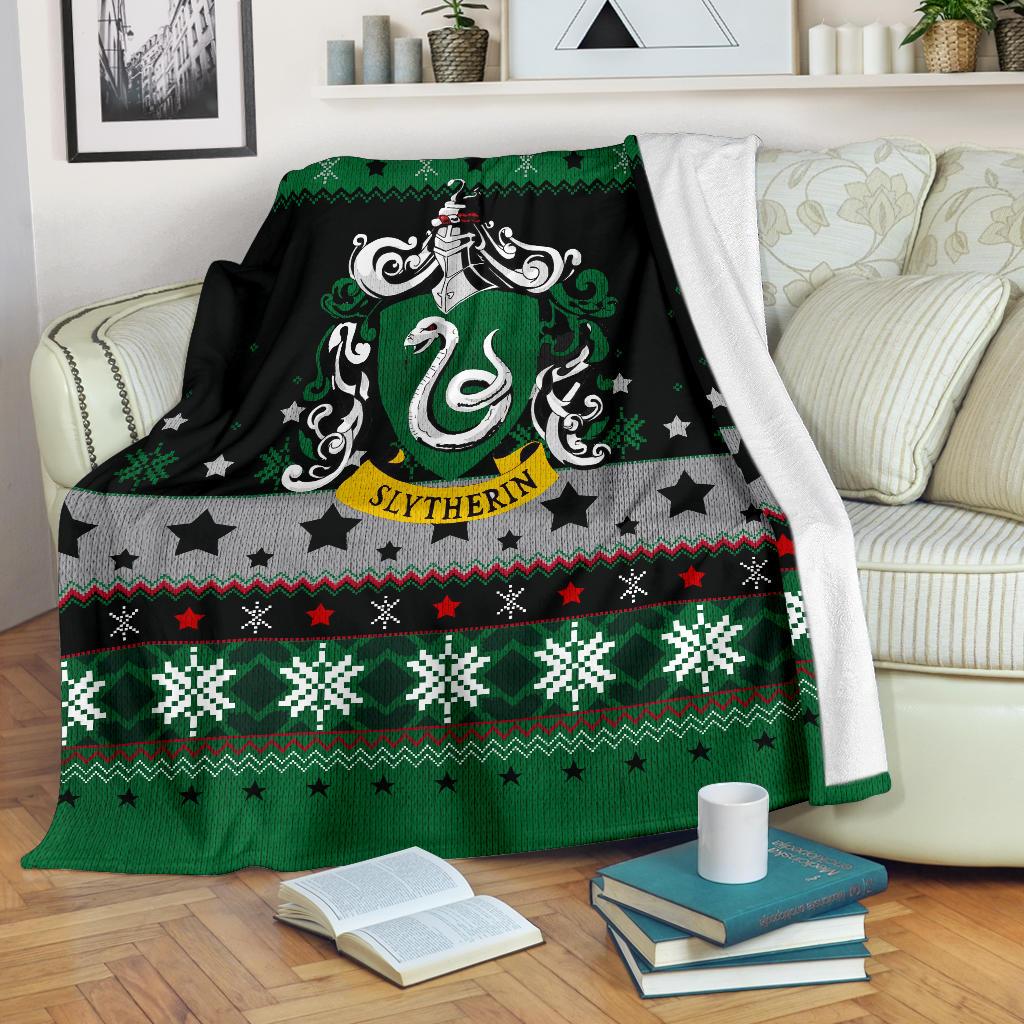 Harry Potter Slytherin Sign Ugly Christmas Custom Blanket Home Decor