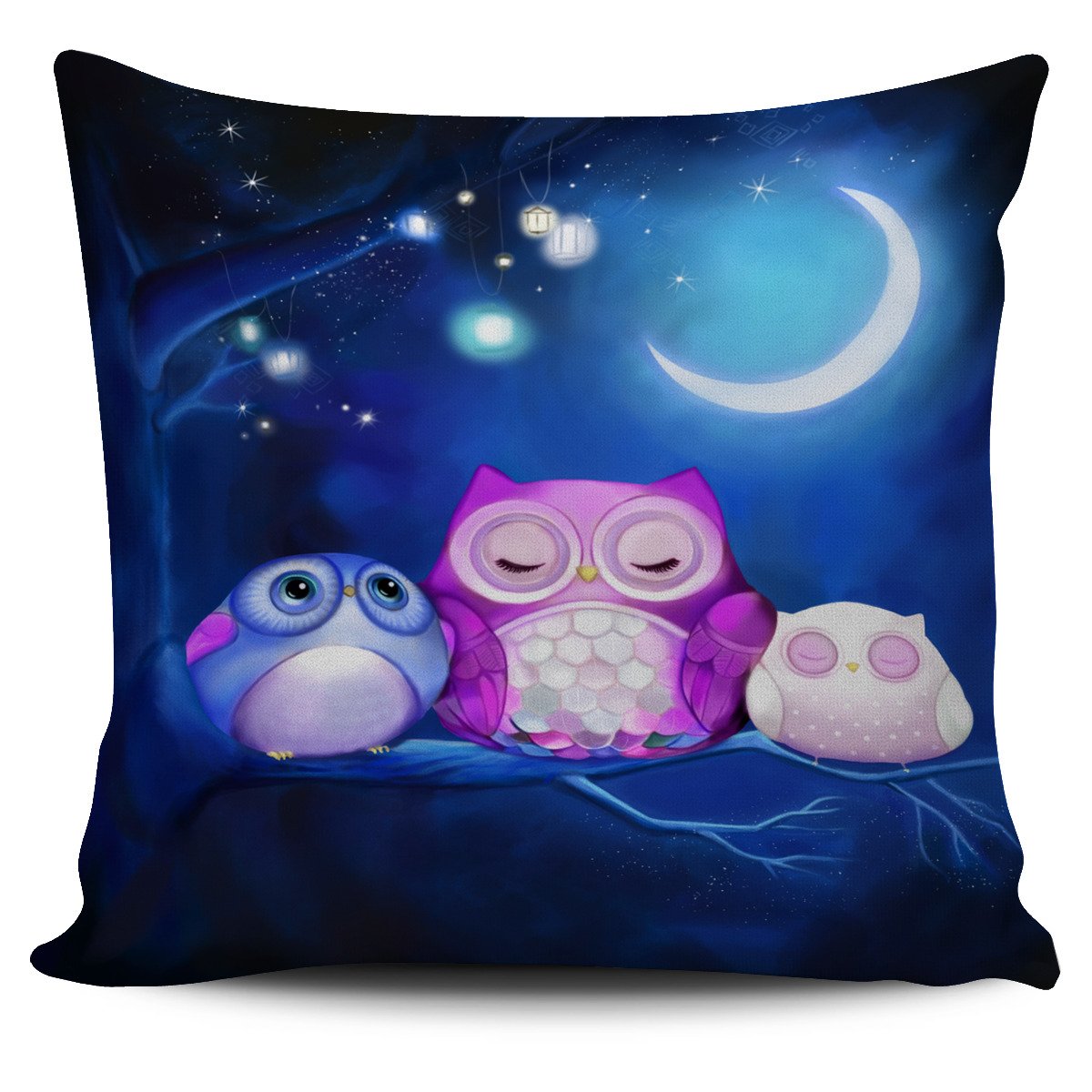 Owl Cute Night Pillow Cover