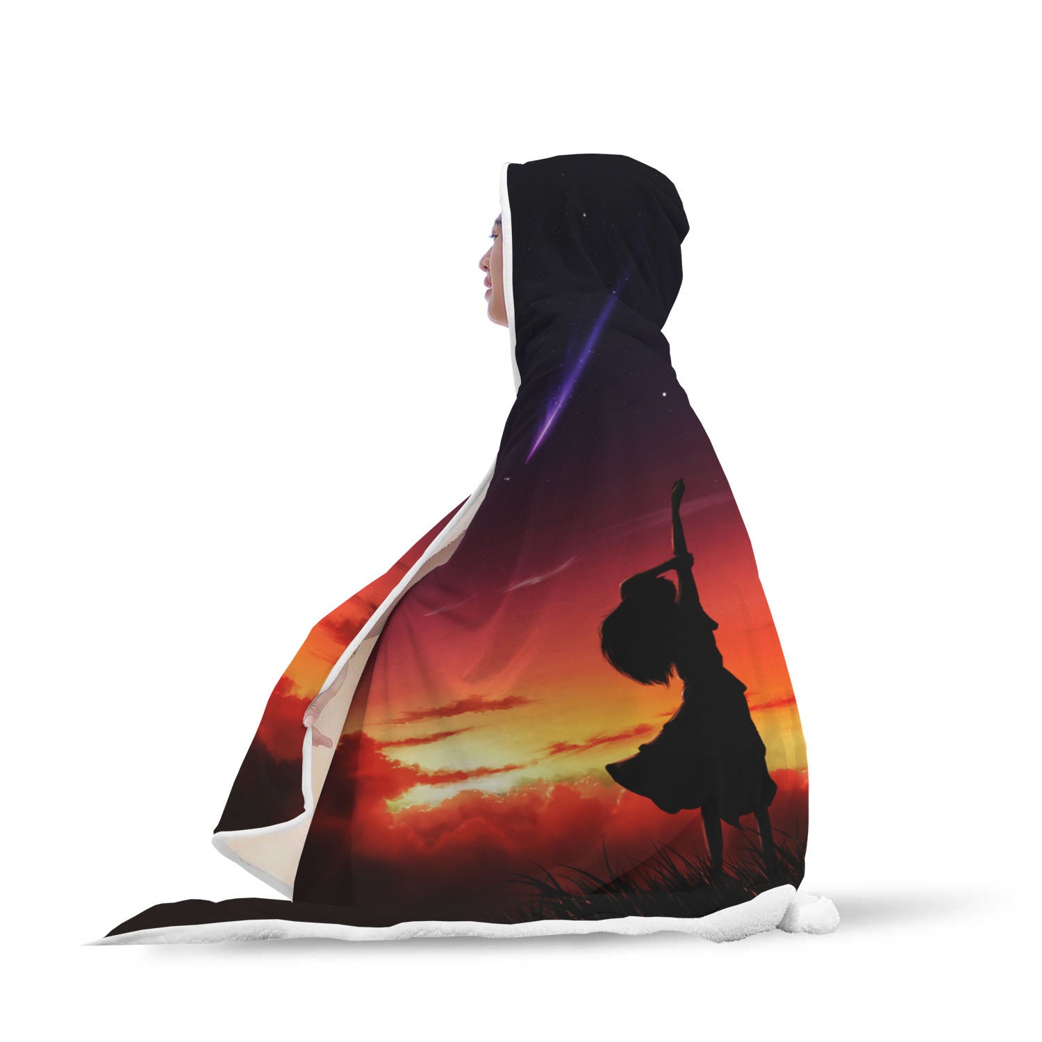 Anime Sunset Hooded Blanket