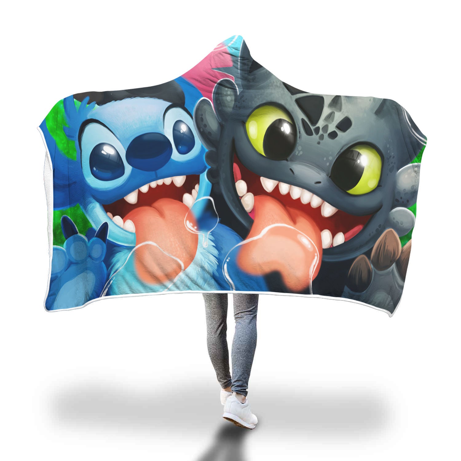 Stitch Toothless Hooded Blanket