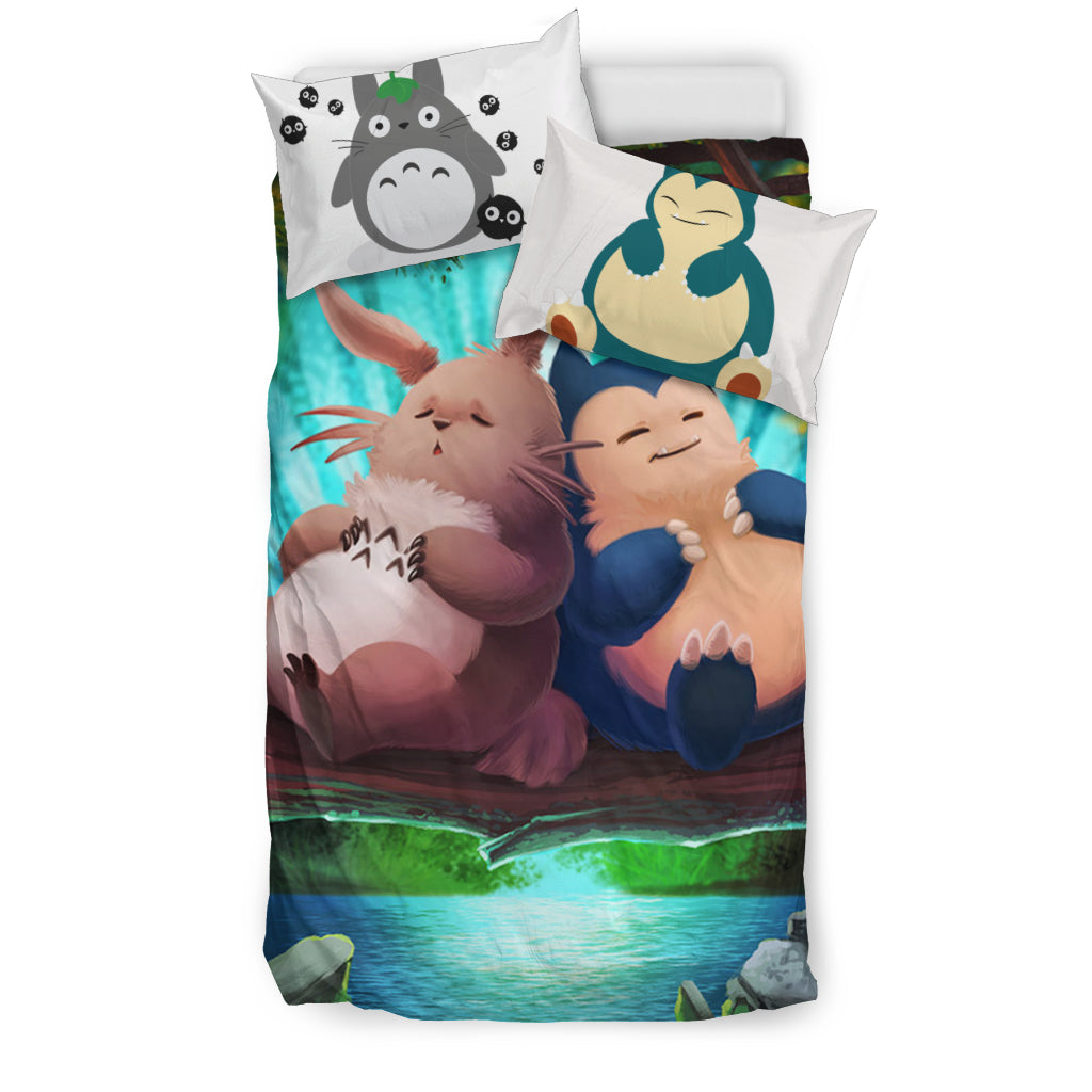 Totoro Snorlax Sleeping Bedding Set Duvet Cover And Pillowcase Set