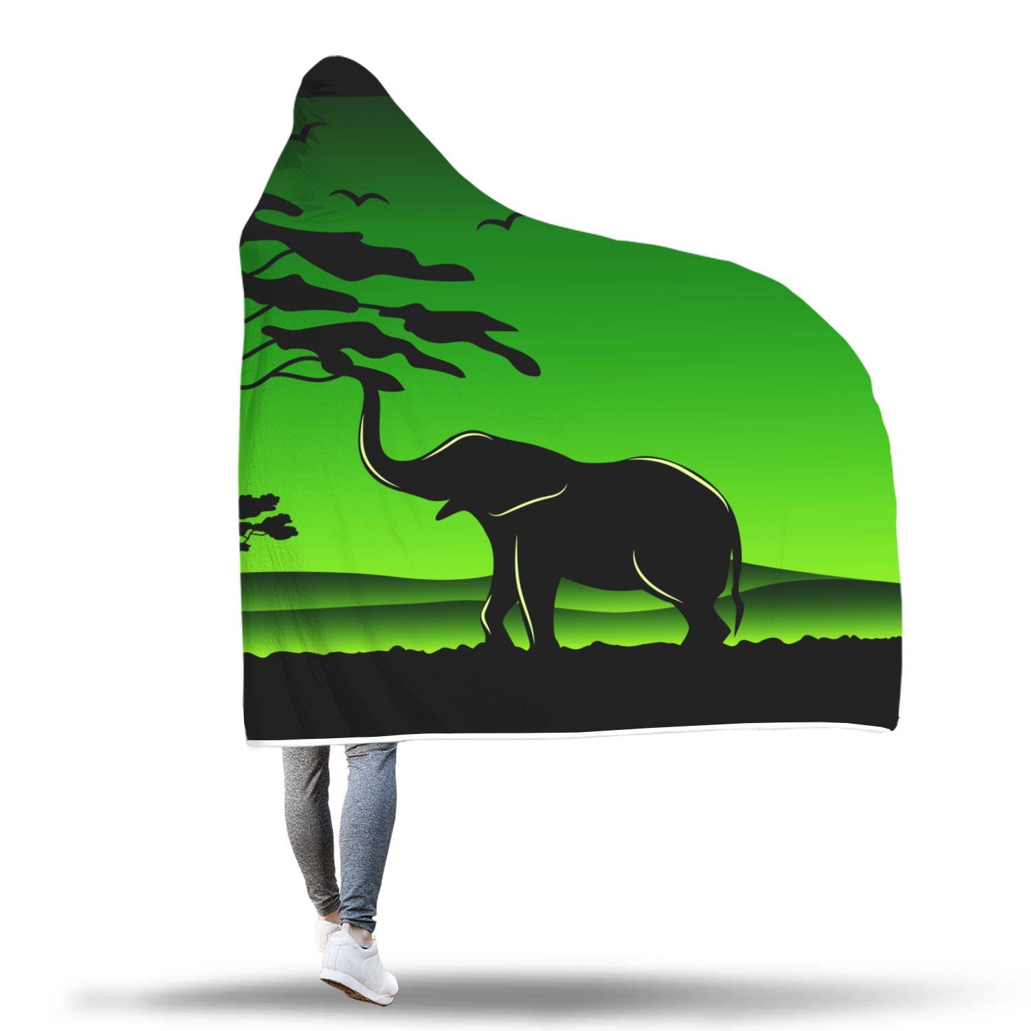 Elephant Silhouette Hooded Blanket 1