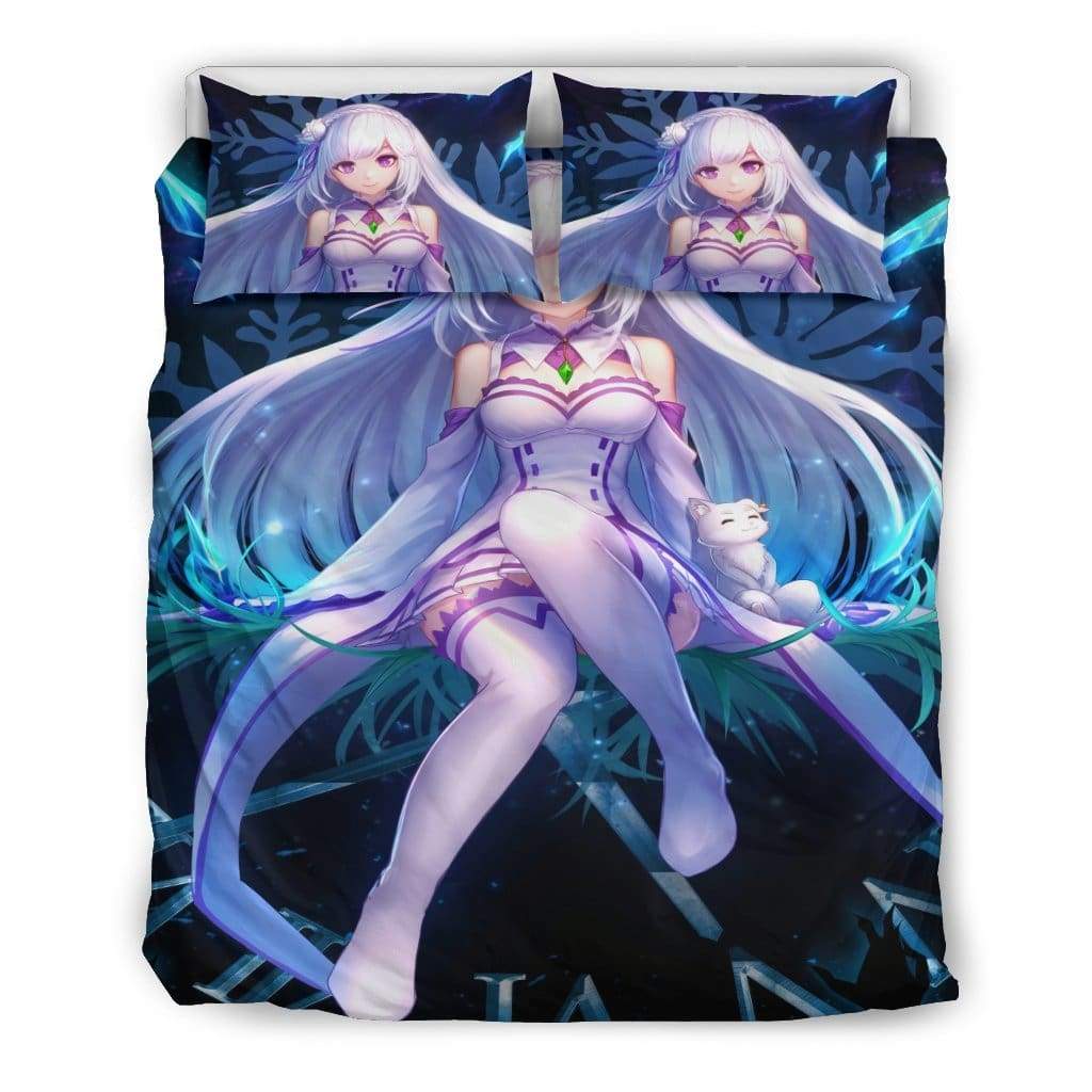 Emilia Re:Zero Starting Life In Another World Bedding Set Duvet Cover And Pillowcase Set