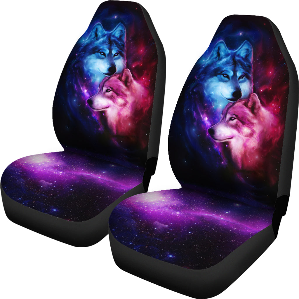 Two Wolf Galaxy Car Seat Covers Amazing Best Gift Idea