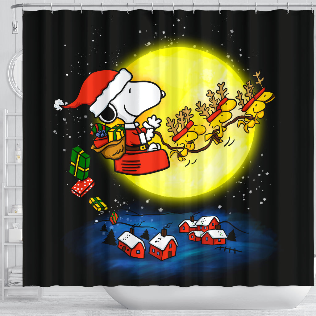 Christmas Snoopy Dog Shower Curtain