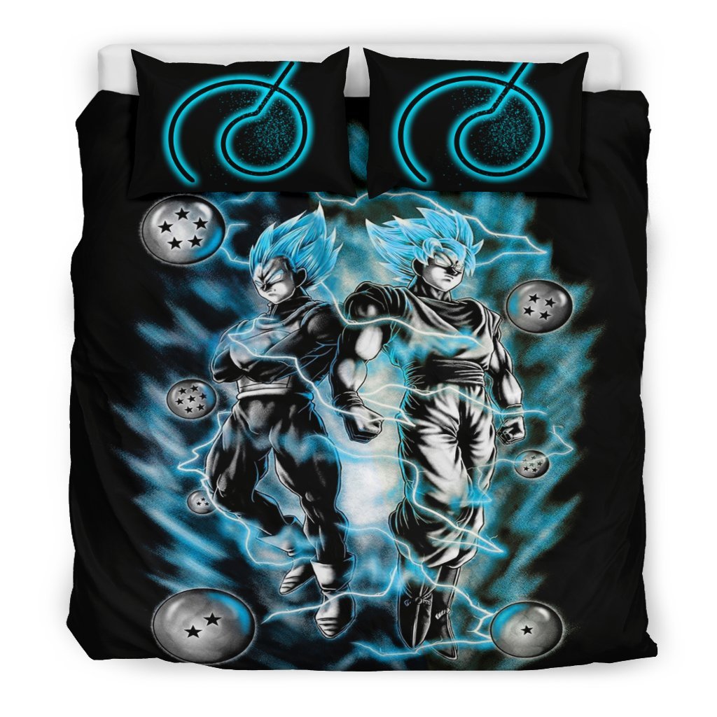 Goku Vegeta Blue Bedding Set 3 Duvet Cover And Pillowcase Set