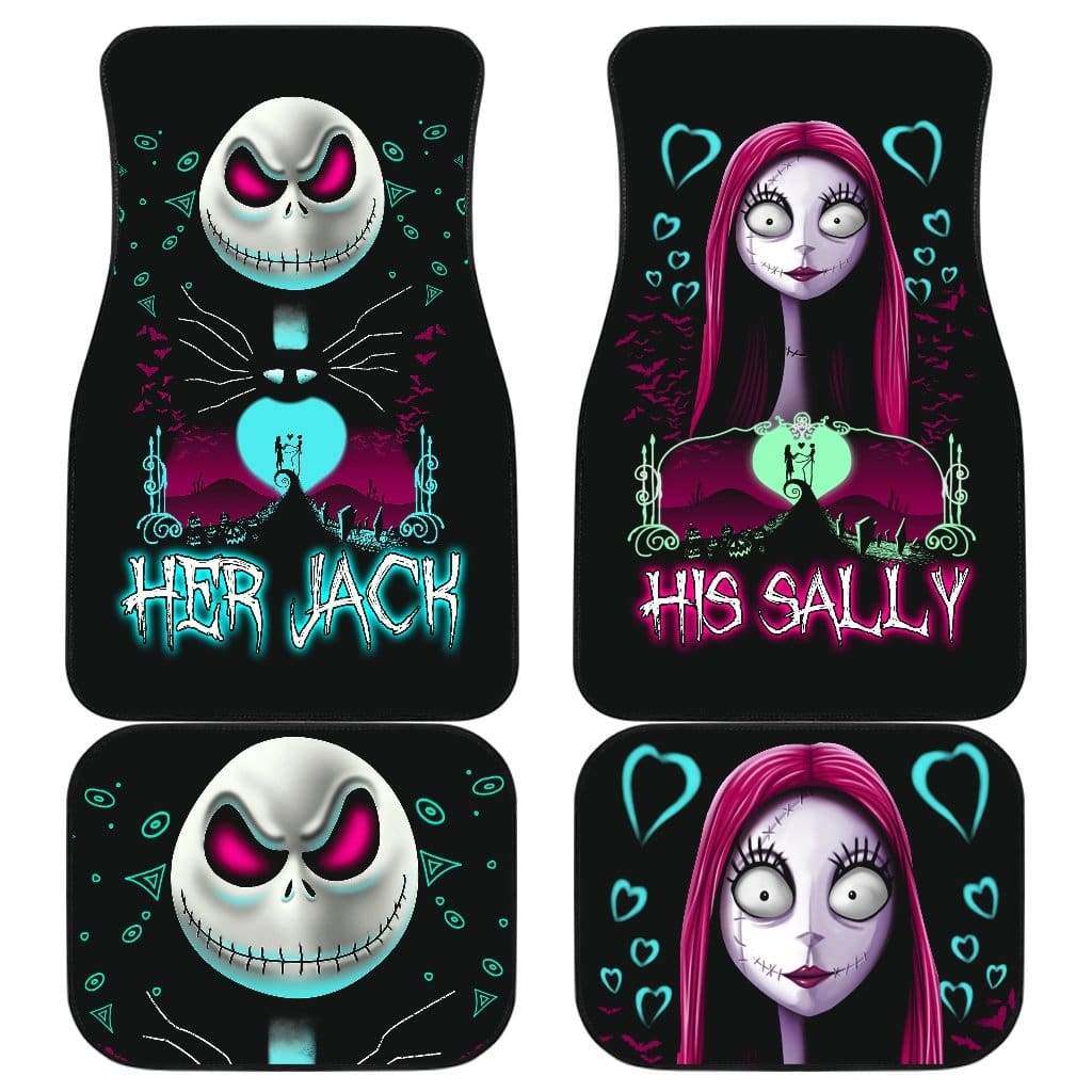 Jack Skellington And Sally Front And Back Car Mats (Set Of 4)